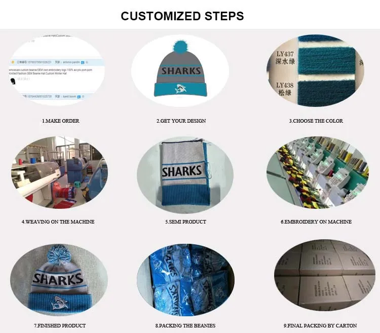100% Acrylic Custom Design Cap Embroidery Winter Beanie Hats
