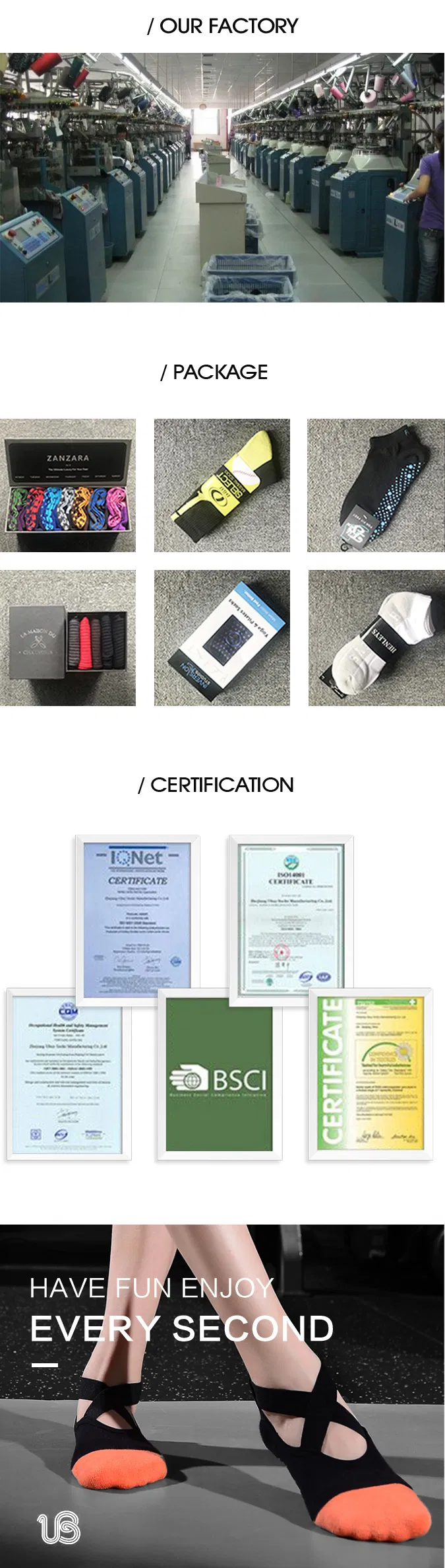 100% Comb Cotton Yoga & Pilates Sock in Gift Box Packing