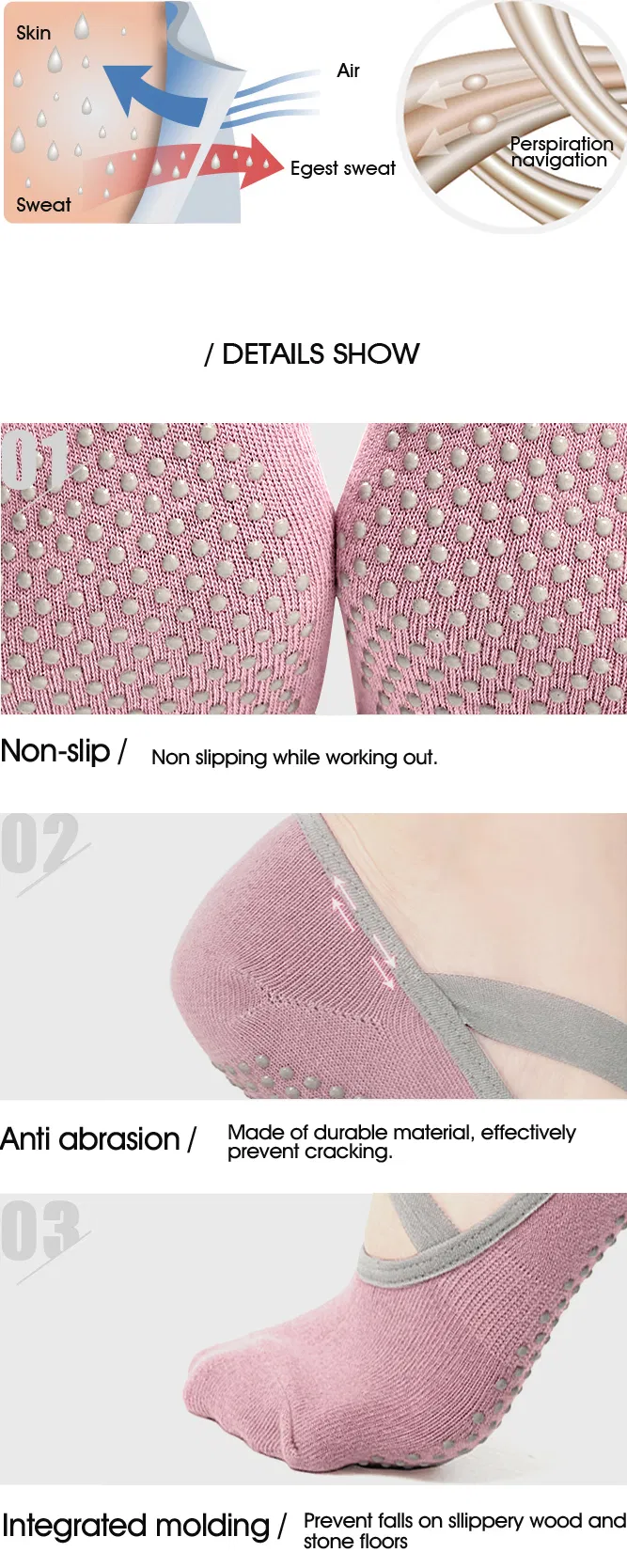 100% Comb Cotton Yoga & Pilates Sock in Gift Box Packing