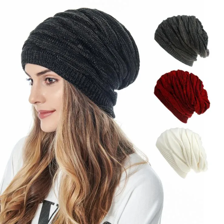 2020 Slouchy Baggy Beanie Knitted Cap Hat with Fleece Lining