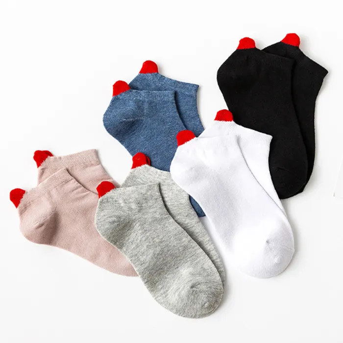 3D Red Heart Low Cut Teen Girl Cotton Socks