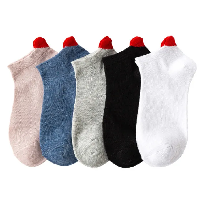 3D Red Heart Low Cut Teen Girl Cotton Socks