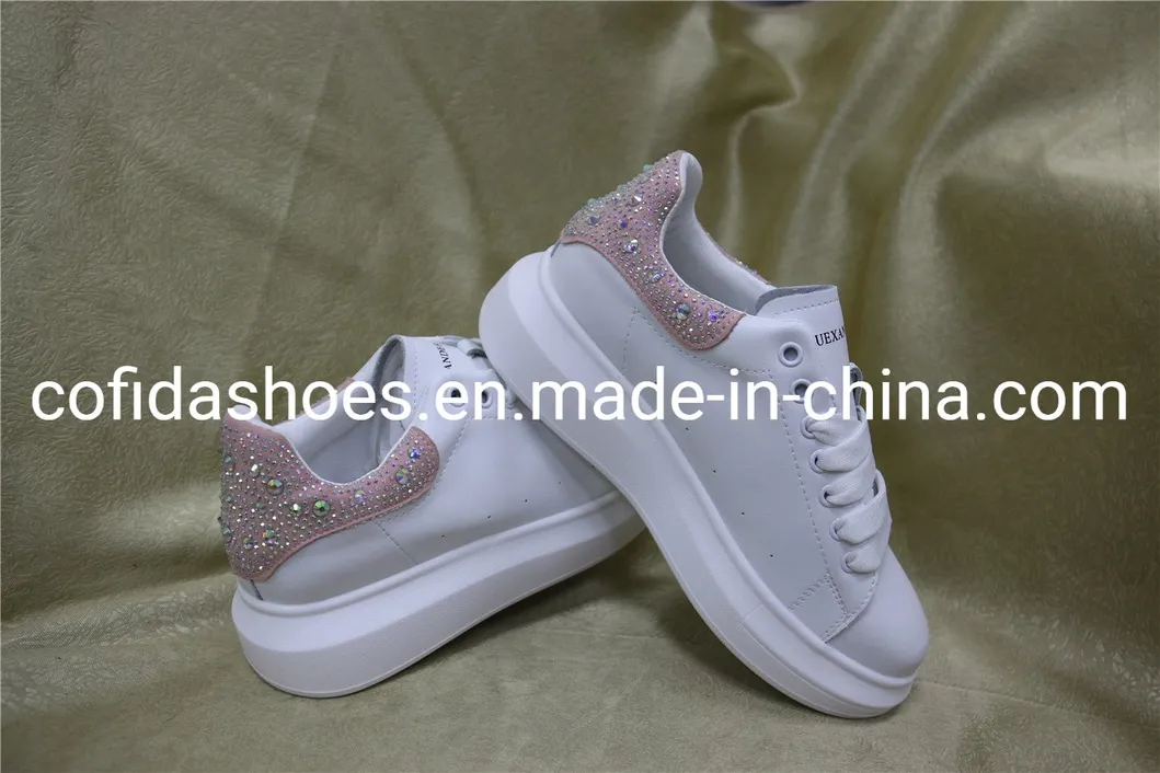 Attractive Diamonds Real Leather Lady Sneaker Shoe