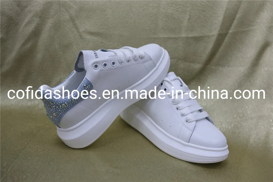 Attractive Diamonds Real Leather Lady Sneaker Shoe