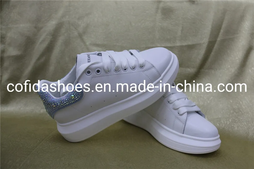 Attractive Diamonds Real Leather Lady Sneaker Shoe