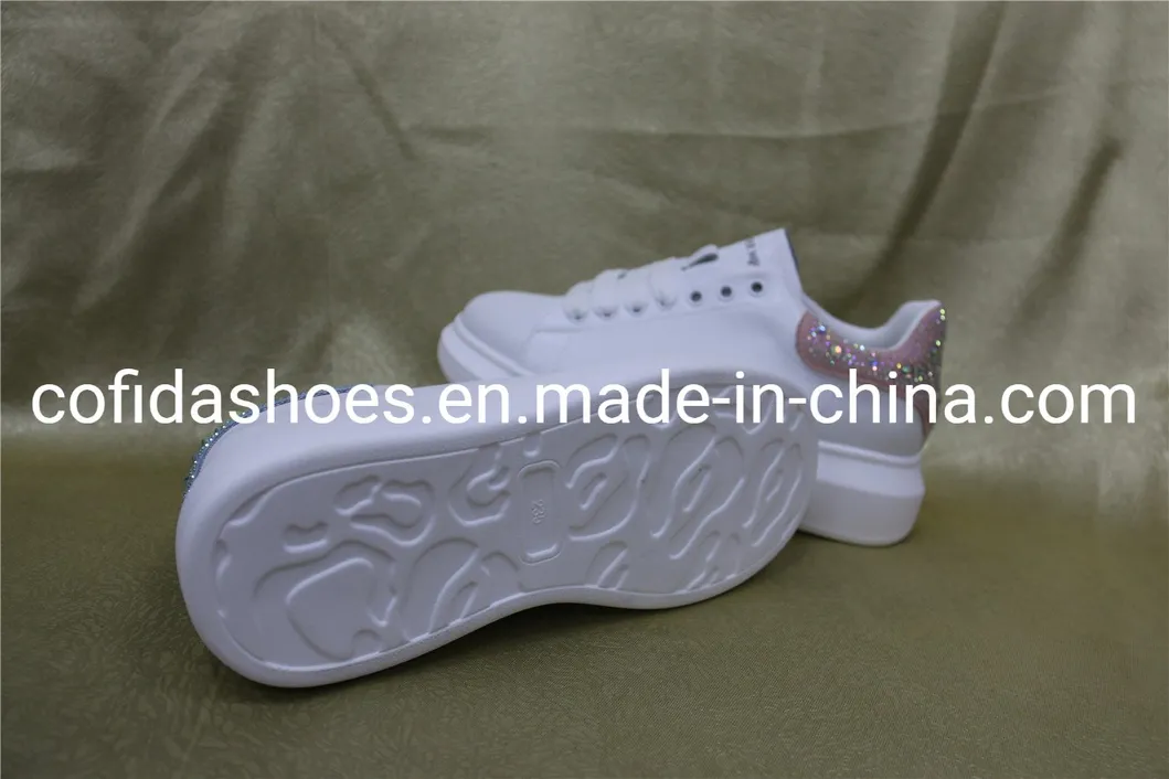 Attractive Diamonds Real Leather Lady Sneaker Shoe