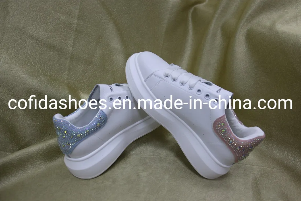 Attractive Diamonds Real Leather Lady Sneaker Shoe
