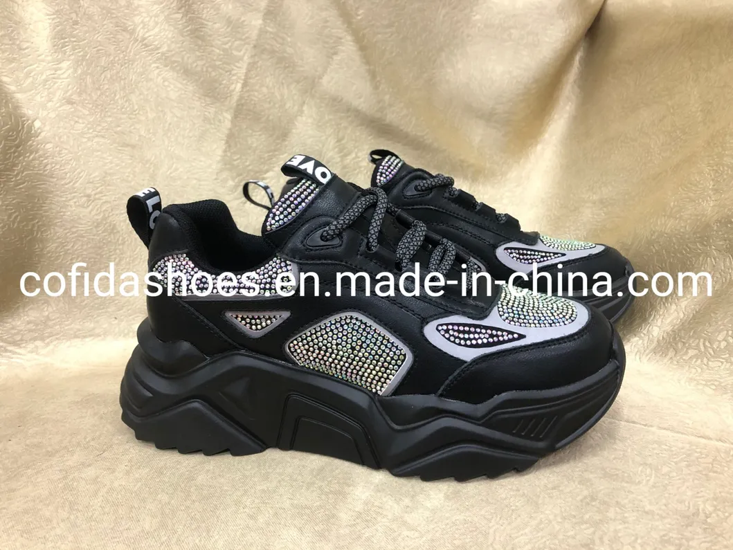 Attractive Diamonds Real Leather Lady Sneaker Shoe