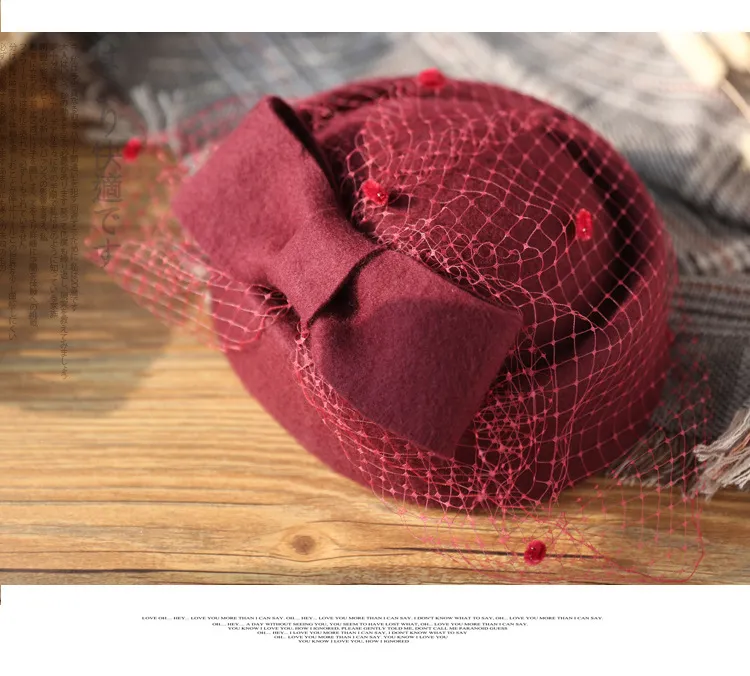 Autumn and Winter Merino Wool Beret Felt Hat Top Hat