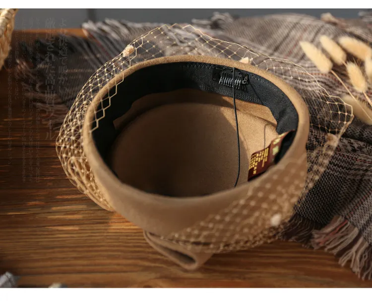 Autumn and Winter Merino Wool Beret Felt Hat Top Hat