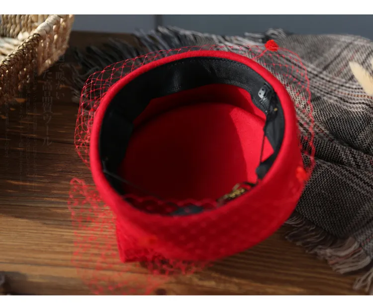 Autumn and Winter Merino Wool Beret Felt Hat Top Hat