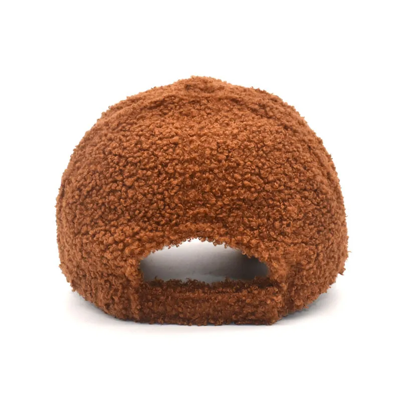 Baseball Cap Lady′s Berber Fleece Cap Autumn and Winter Pure Color Thermal Cap