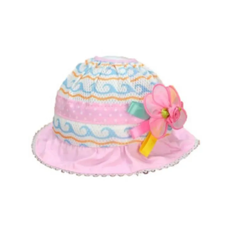 Best Selling Spring and Summer Anti-UV Custom Printing Mesh Bucket Hat with Flower Decor