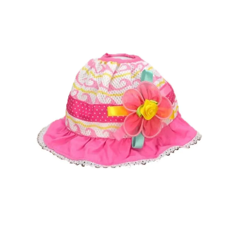 Best Selling Spring and Summer Anti-UV Custom Printing Mesh Bucket Hat with Flower Decor