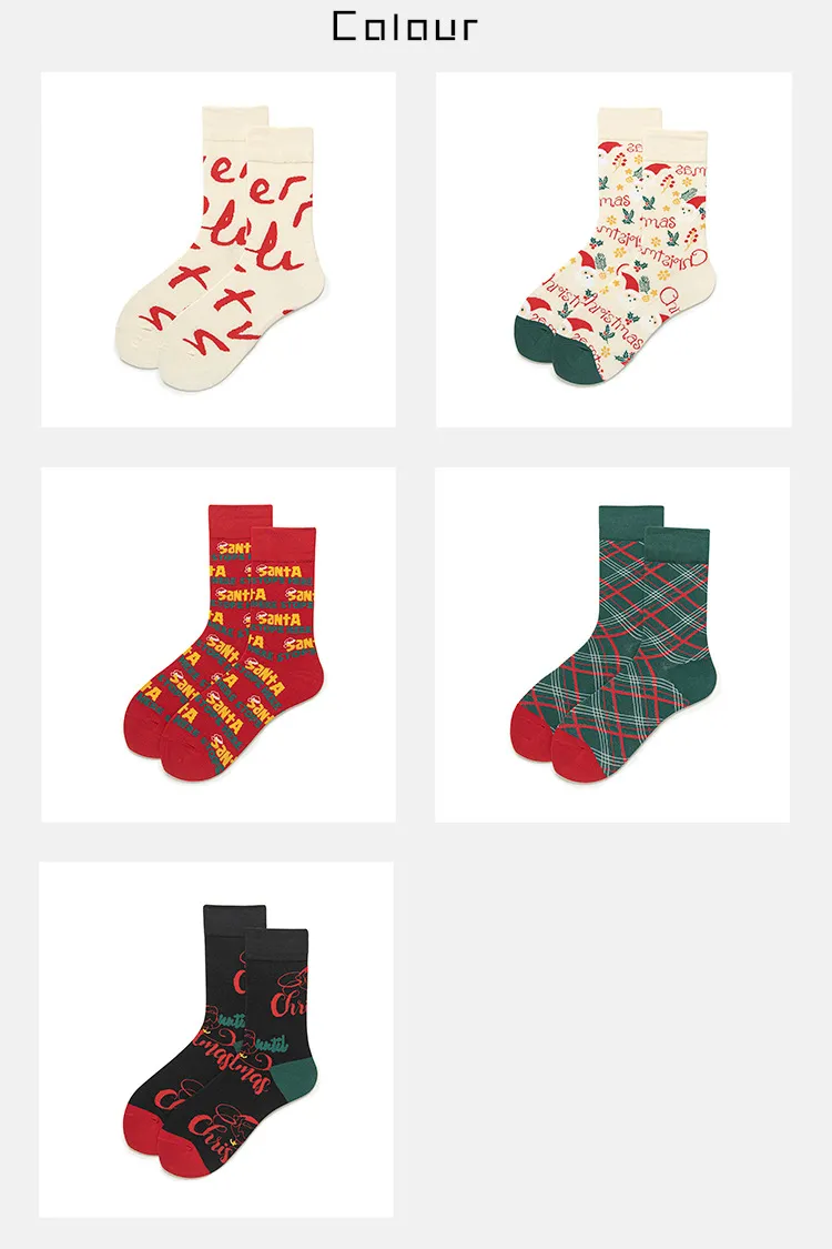 Christmas Socks Cute Illustration Santa Socks Christmas Tree Socks Medium Stockings