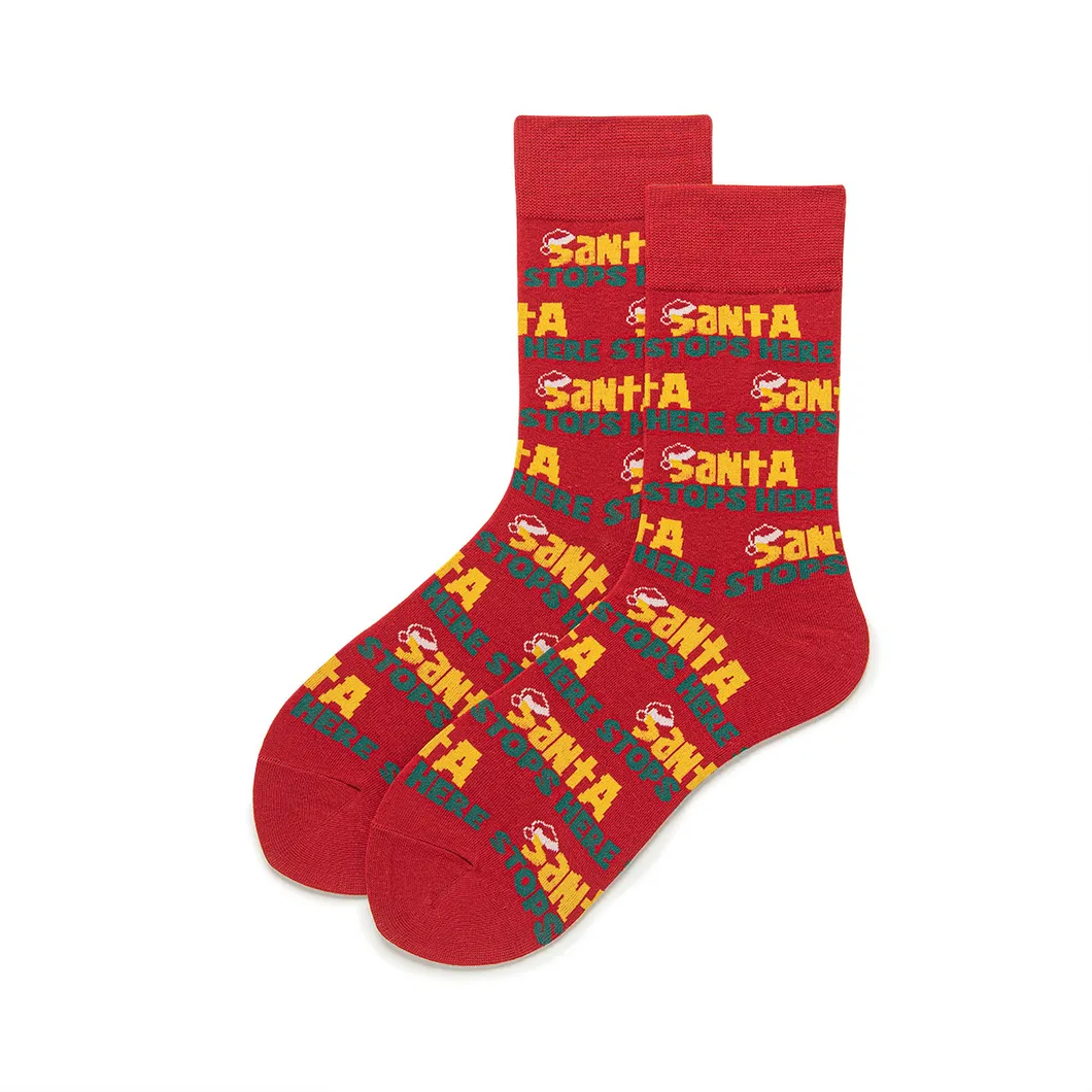 Christmas Socks Cute Illustration Santa Socks Christmas Tree Socks Medium Stockings