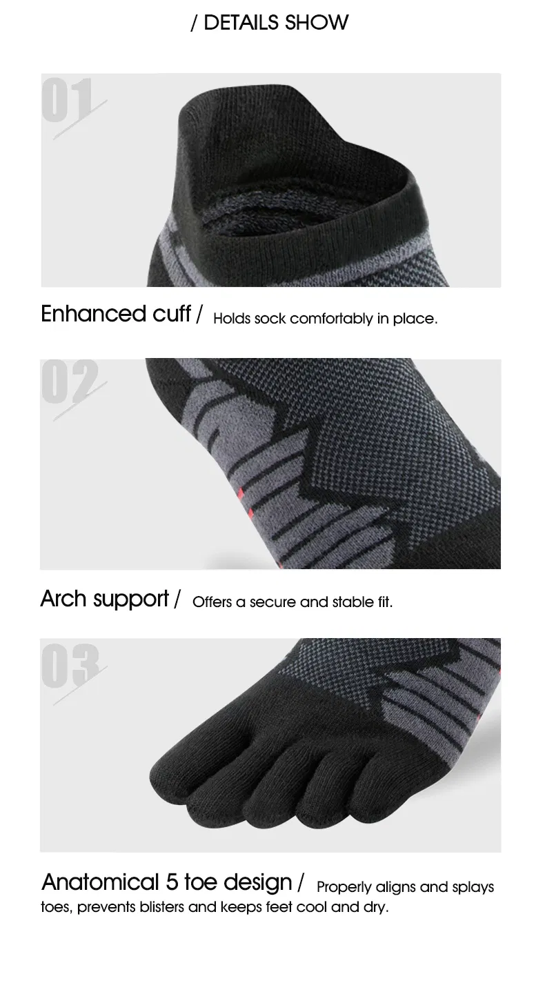 Comb Cotton Non Slip Coated Five Toe Sock