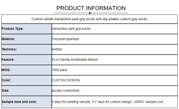 Custom Adults Trampoline Park Grip Socks Anti Slip Pilates Custom Grip Socks