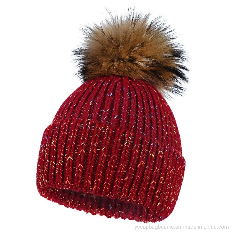 Custom Fur Pompom Thicker Warm Iceland Wool Hat Beanie