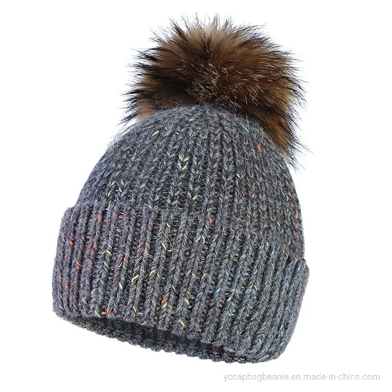 Custom Fur Pompom Thicker Warm Iceland Wool Hat Beanie