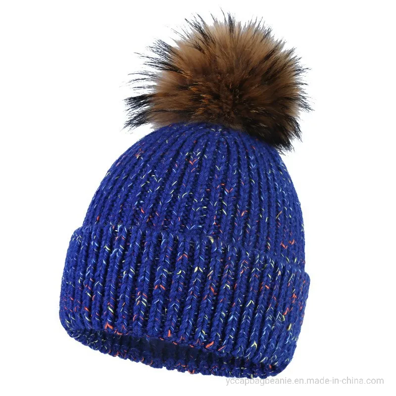 Custom Fur Pompom Thicker Warm Iceland Wool Hat Beanie
