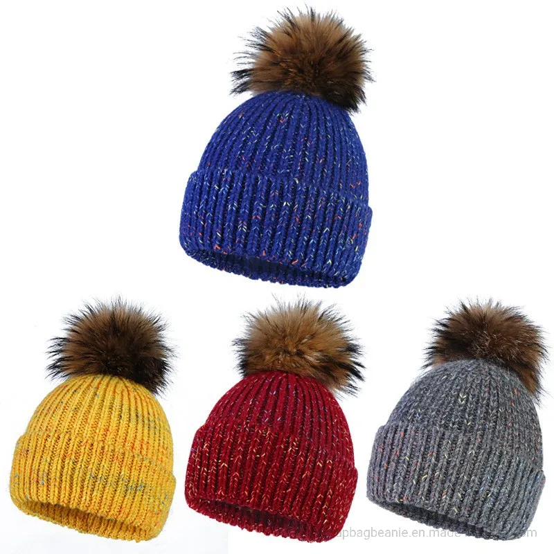 Custom Fur Pompom Thicker Warm Iceland Wool Hat Beanie