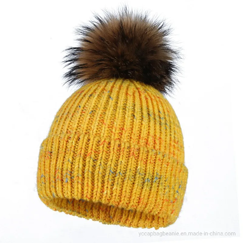 Custom Fur Pompom Thicker Warm Iceland Wool Hat Beanie