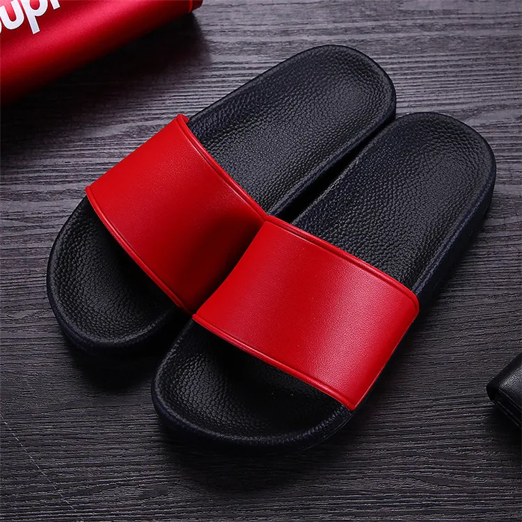 Custom Logo Women Slippers Men Plain Blank Slide Sandals Black Flip Flops Footwear Beach Sandals PVC Slippers
