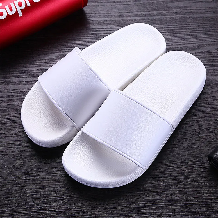 Custom Logo Women Slippers Men Plain Blank Slide Sandals Black Flip Flops Footwear Beach Sandals PVC Slippers