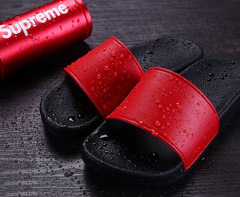Custom Logo Women Slippers Men Plain Blank Slide Sandals Black Flip Flops Footwear Beach Sandals PVC Slippers