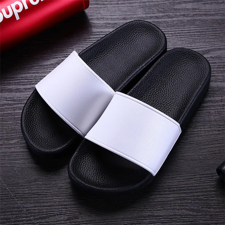 Custom Logo Women Slippers Men Plain Blank Slide Sandals Black Flip Flops Footwear Beach Sandals PVC Slippers
