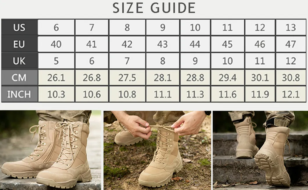 Custom Made Popular Military Style Desert Combat Swat Tactical Boots