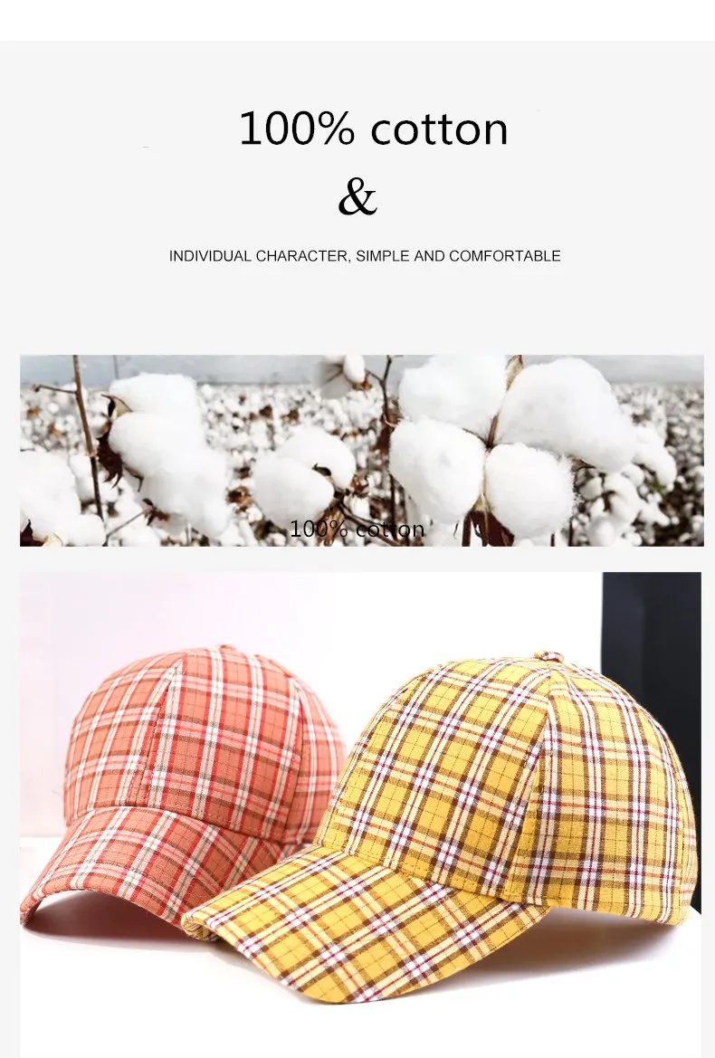 Custom Sport Cap Checked Cotton Baseball Cap, Colorful Hat 2