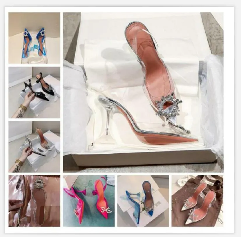 Designer Womens Sandals High Heeled Shoes Pointed Toesl Sunflower crystal Buckle Sandals