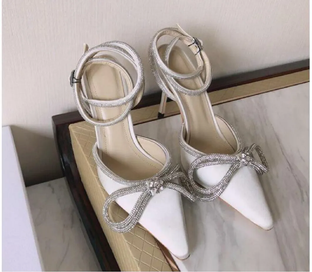 Designer Womens Sandals High Heeled Shoes Pointed Toesl Sunflower crystal Buckle Sandals