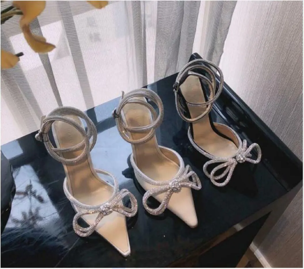 Designer Womens Sandals High Heeled Shoes Pointed Toesl Sunflower crystal Buckle Sandals