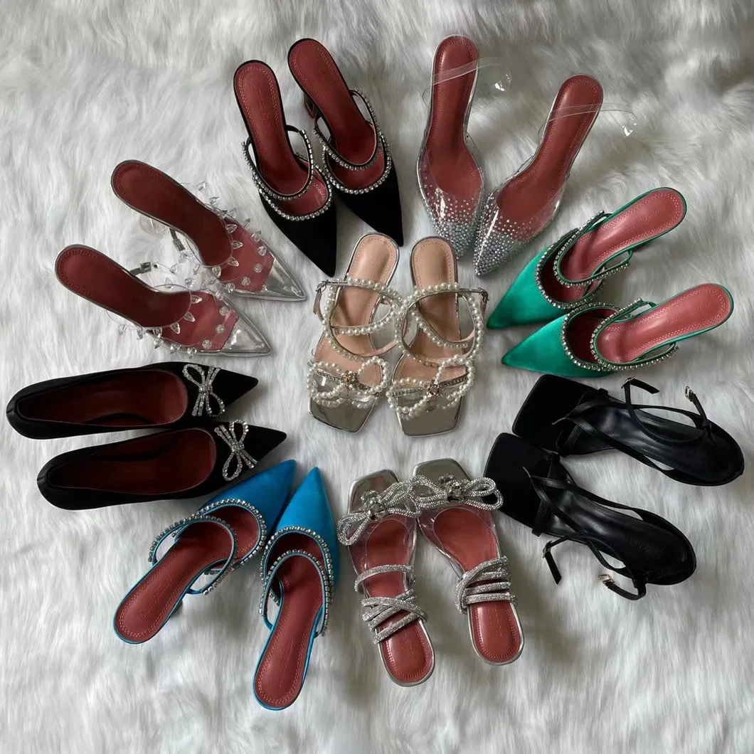 Designer Womens Sandals High Heeled Shoes Pointed Toesl Sunflower crystal Buckle Sandals