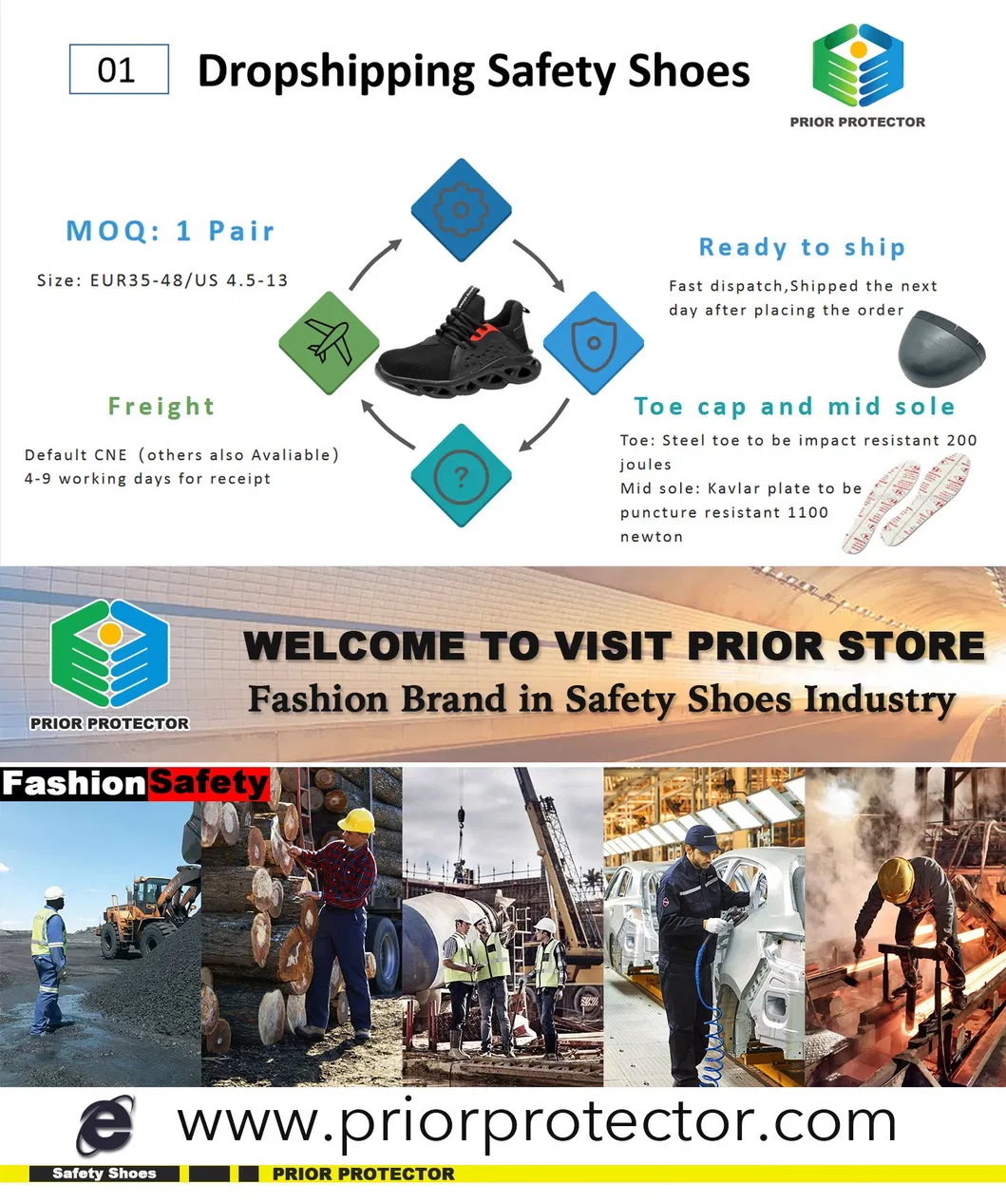 Dropshipping Kontractor Protective Material Farmers Aislante Fation Safety Shoes