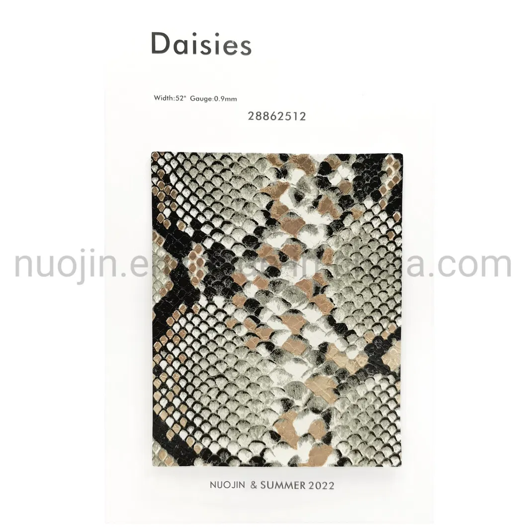 Fabric Eco Material Metallic Snakeskin Snake Print Leather for Bag, Shoes