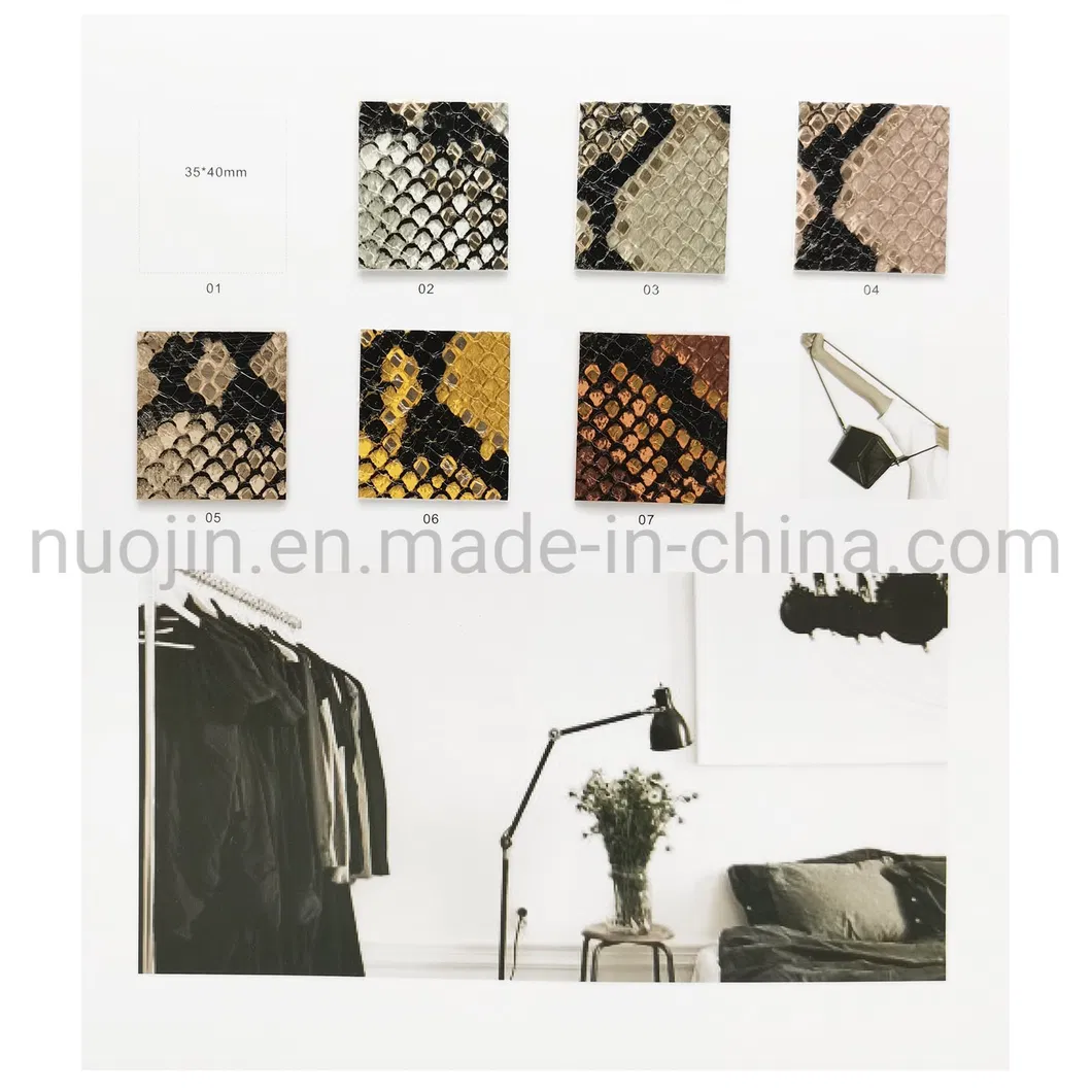 Fabric Eco Material Metallic Snakeskin Snake Print Leather for Bag, Shoes