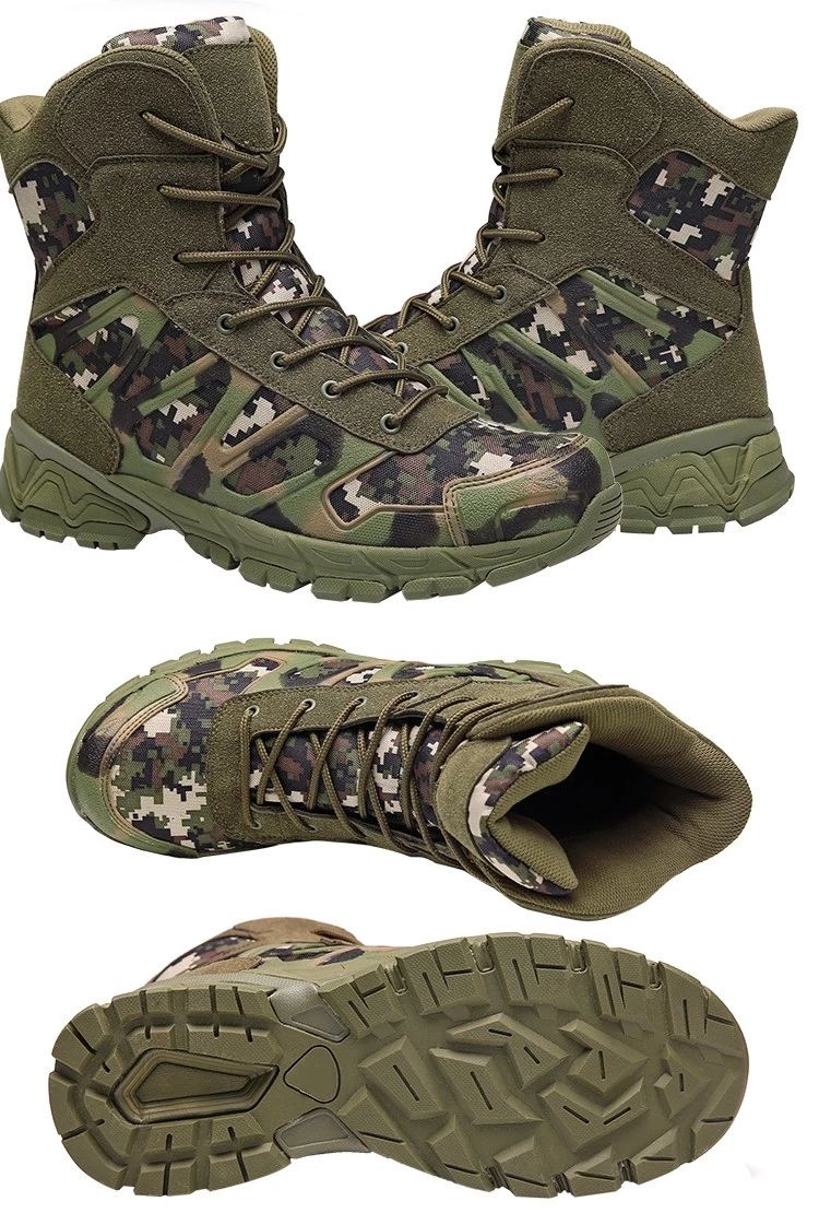 Factory Custom Camouflage Desert Jungle Shoes Combat Army Style Military Style Leather Boots