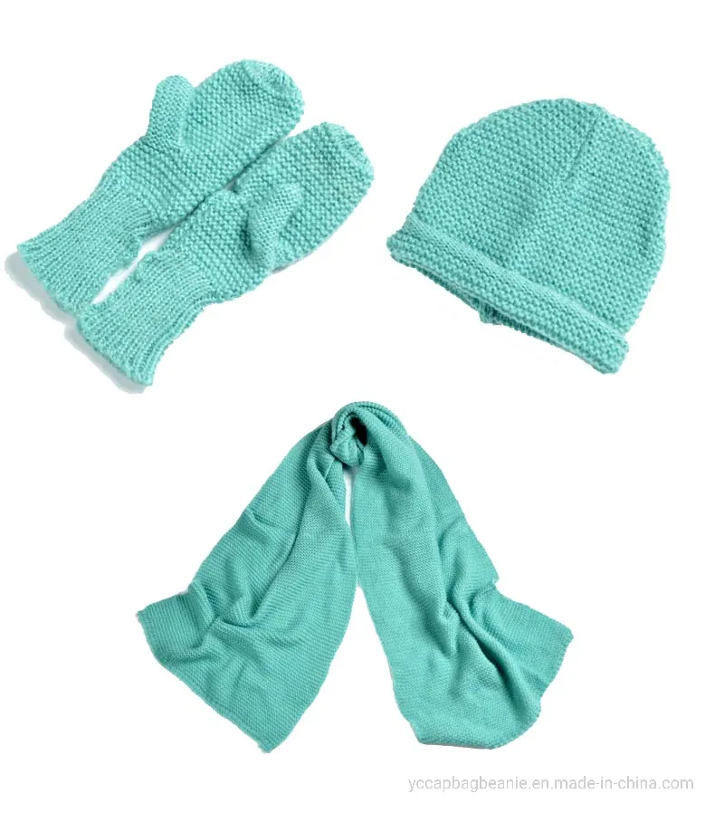 Fashion Lady Winter Chunky Knitting Mohair Glove Hat Scarf Set