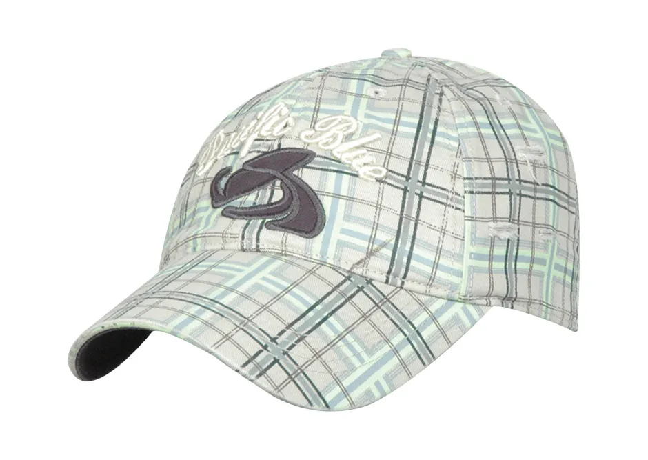 Front Part Flat Embroidery Checked Baseball Cap Sport Cap