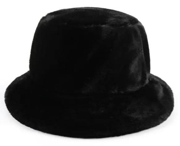 Fur Bucket Hat Fluffy Bucket Hats Faux Fur Hat High Quality, Warm Fashion Hats Colorful Lady Hat
