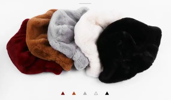 Fur Bucket Hat Fluffy Bucket Hats Faux Fur Hat High Quality, Warm Fashion Hats Colorful Lady Hat