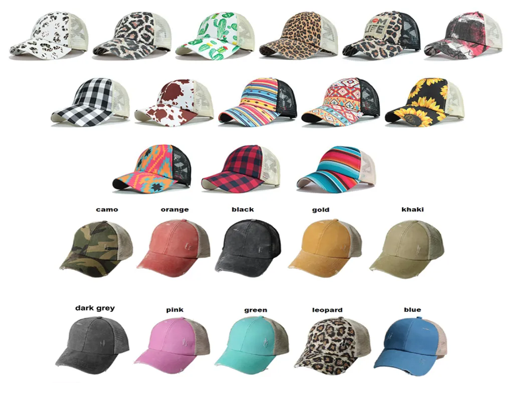 Gradient Colour Messy High Bun Adjustable Color Changing Glitter Bling Hat Criss Cross Mesh Ponytail Cap