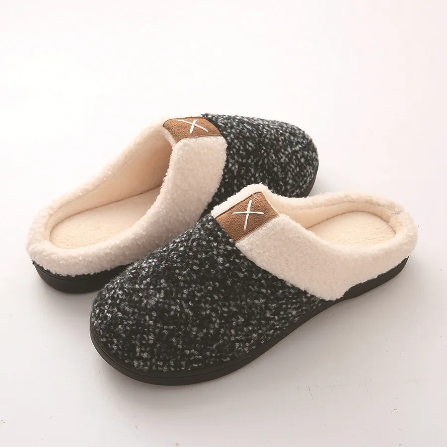 Hellosport Factory Winter Customized Plush Slippers House Indoor Home Slippers for Women and Man