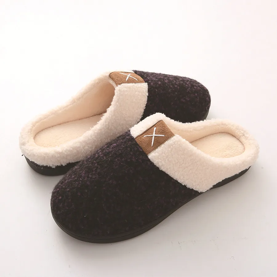 Hellosport Factory Winter Customized Plush Slippers House Indoor Home Slippers for Women and Man