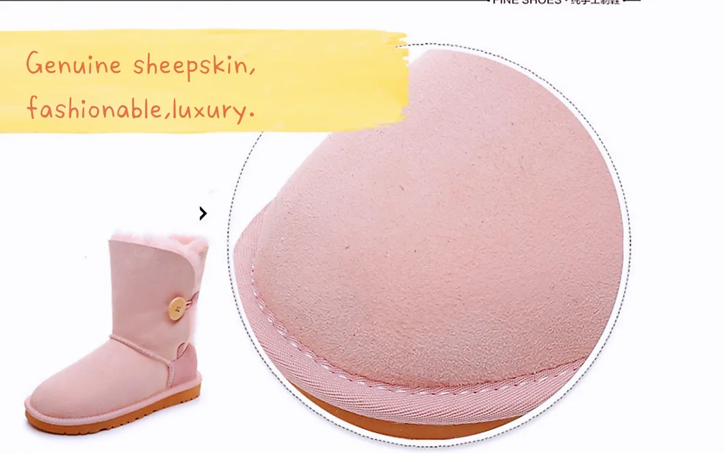 Hot Sales Classica Tall Baily Button Geniune Sheepskin Winter Snow Boots for Womes