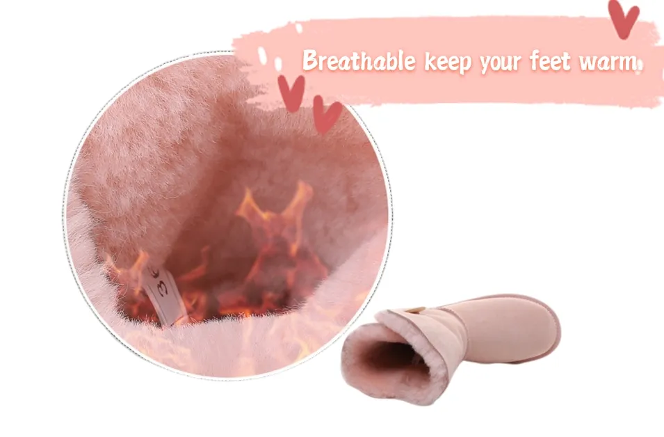 Hot Sales Classica Tall Baily Button Geniune Sheepskin Winter Snow Boots for Womes